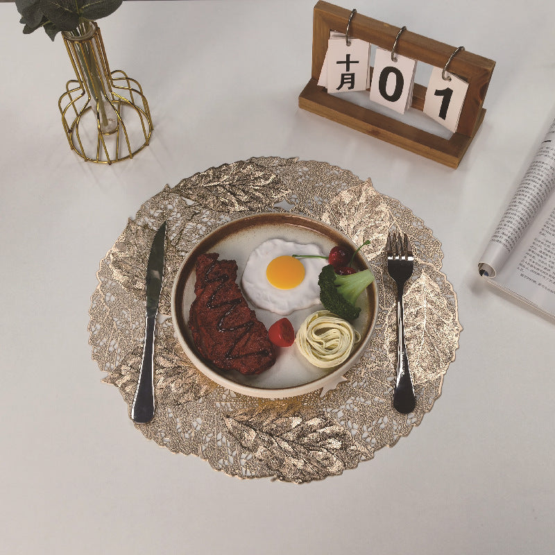 Creative Round  Leaf Placemat PVC Placemats Waterproof Oil-proof Hollow Decorative Placemats