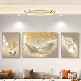 Modern Light Luxury Sofa Background Wall Painting Three-panel Feather Mural for Living Room
