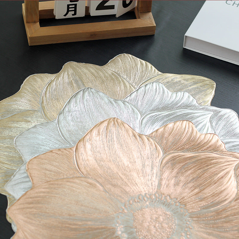 Lotus Flower Placemat Heat-proof Waterproof Oil-proof Washable PVC Heat-insulating Mat