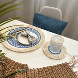 Nordic Bohemian Woven Cotton Coaster Placemat Fabric Tassel Heat-insulated Mat