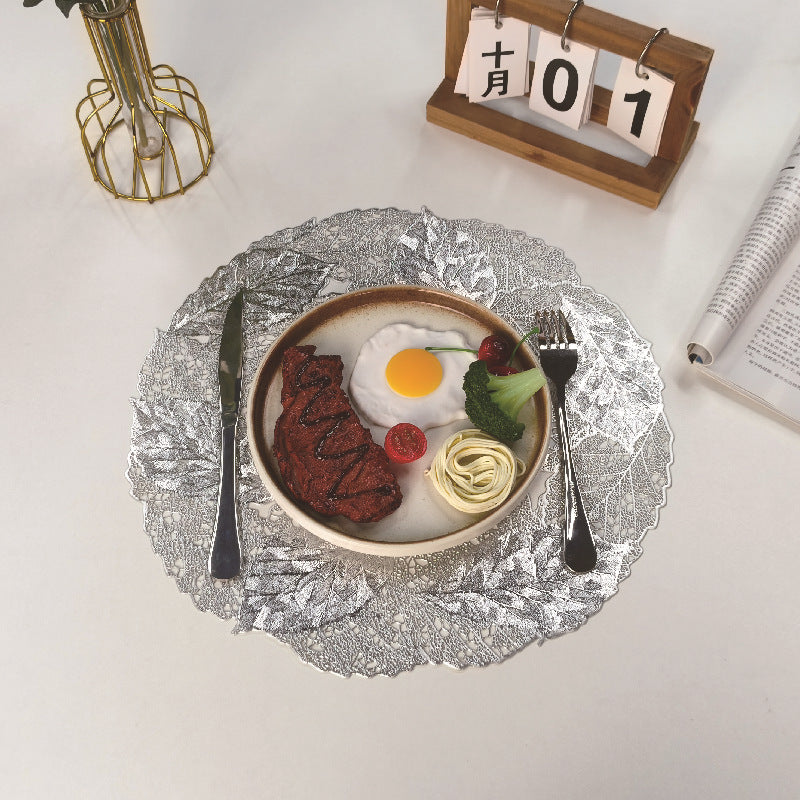 Creative Round  Leaf Placemat PVC Placemats Waterproof Oil-proof Hollow Decorative Placemats