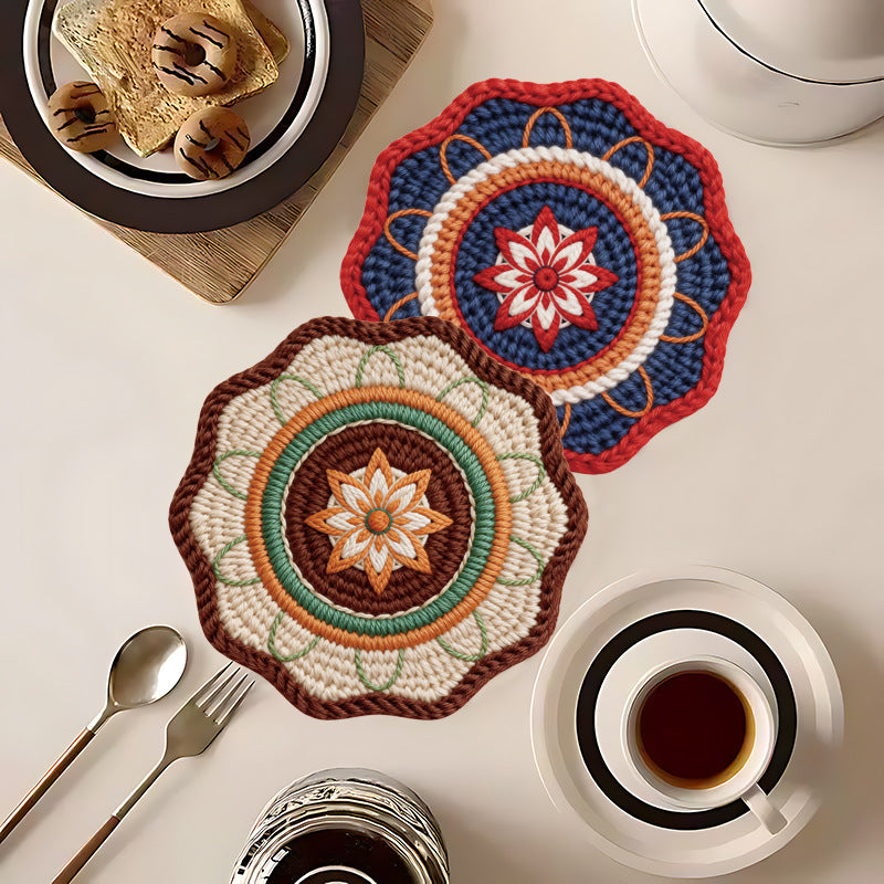Imitation Woven Mandala Coffee Coaster Placemat Heat Insulated Placemat