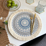 Nordic Bohemian Woven Cotton Coaster Placemat Fabric Tassel Heat-insulated Mat