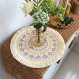 Nordic Bohemian Woven Cotton Coaster Placemat Fabric Tassel Heat-insulated Mat