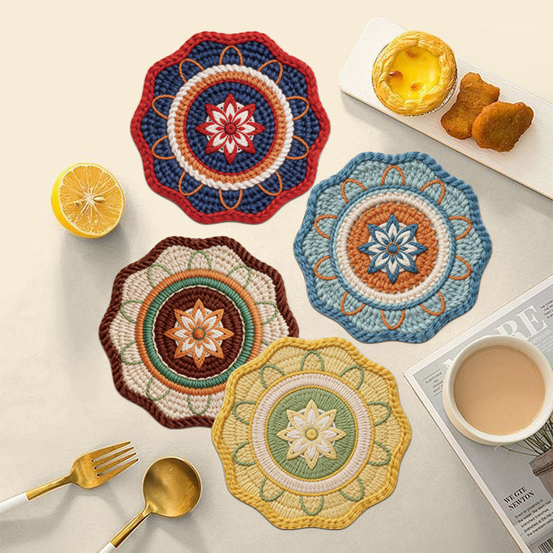 Imitation Woven Mandala Coffee Coaster Placemat Heat Insulated Placemat
