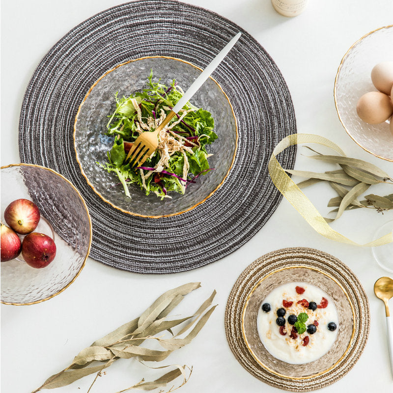 Nordic Style Faux Cotton Yarn Round Ramie Woven Coaster heat-insulating Plate mat Placemats
