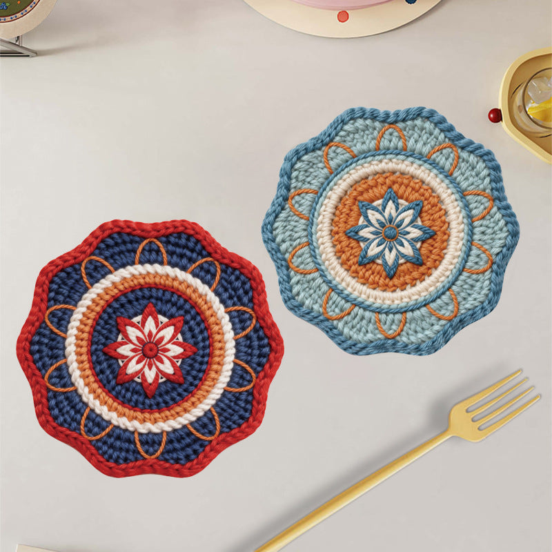Imitation Woven Mandala Coffee Coaster Placemat Heat Insulated Placemat
