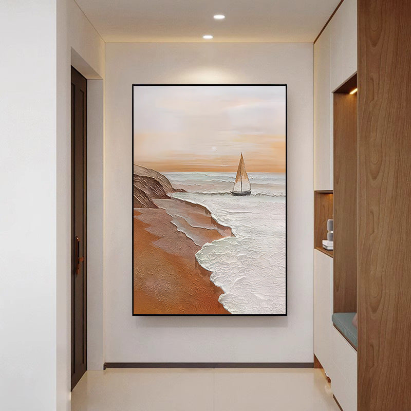 Hand-painted Oil Painting Living Room Decorative Painting Three-dimensional Textured Wave Wall Hanging