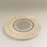 Nordic Bohemian Woven Cotton Coaster Placemat Fabric Tassel Heat-insulated Mat