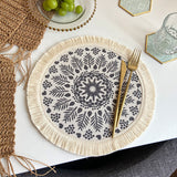 Nordic Bohemian Woven Cotton Coaster Placemat Fabric Tassel Heat-insulated Mat