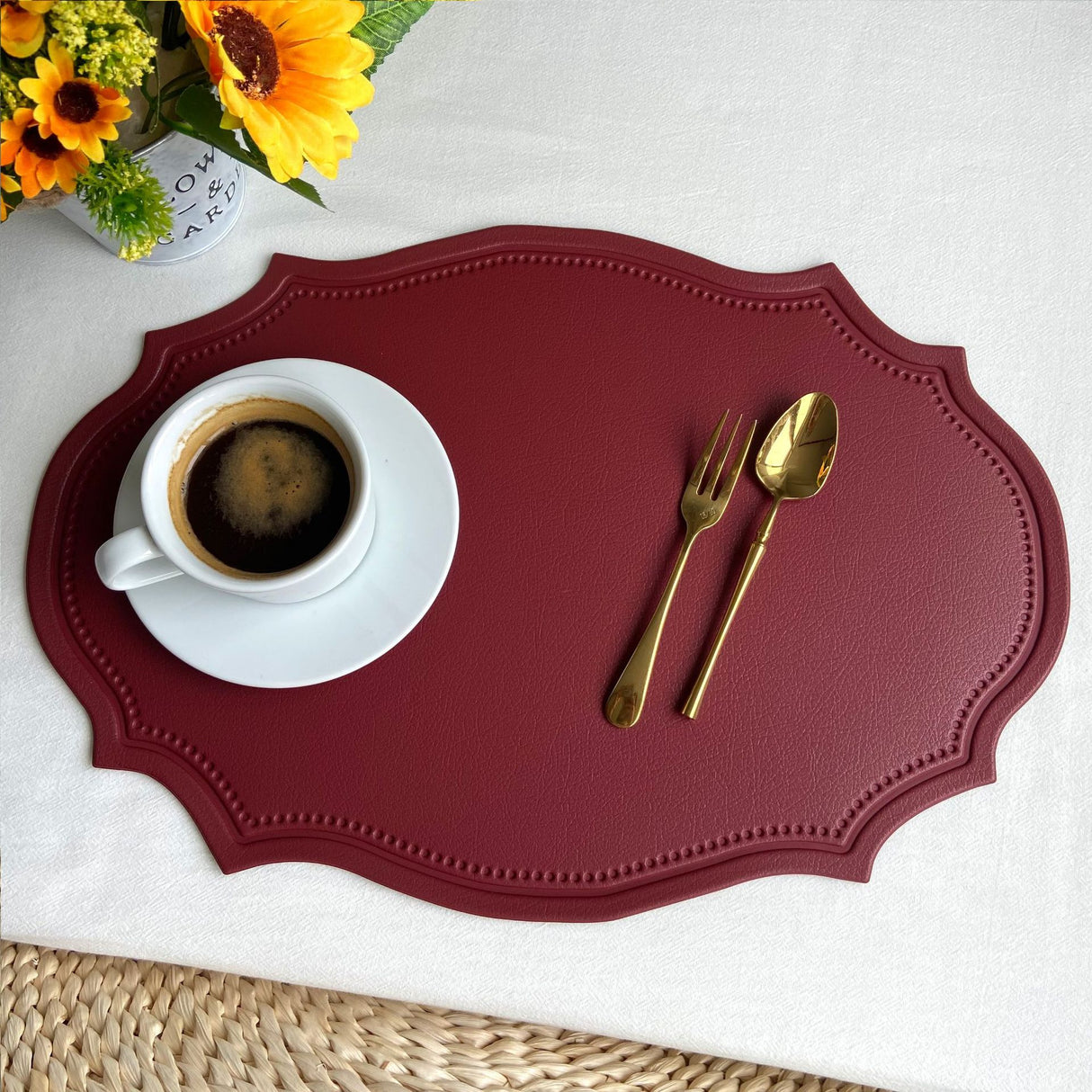 Leather Placemats Retro Style European Creative Mats Nordic waterproof Oil-proof Western Placemats