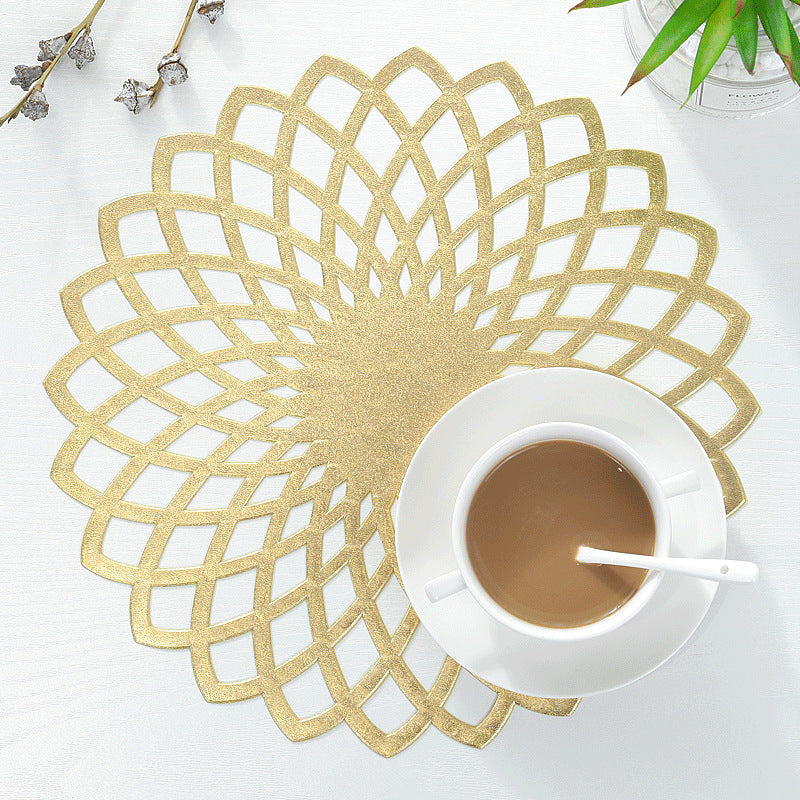 PVC Hollowed-out Placemats Tablemats Non-slip Waterproof No-wash Heat-insulating Mats