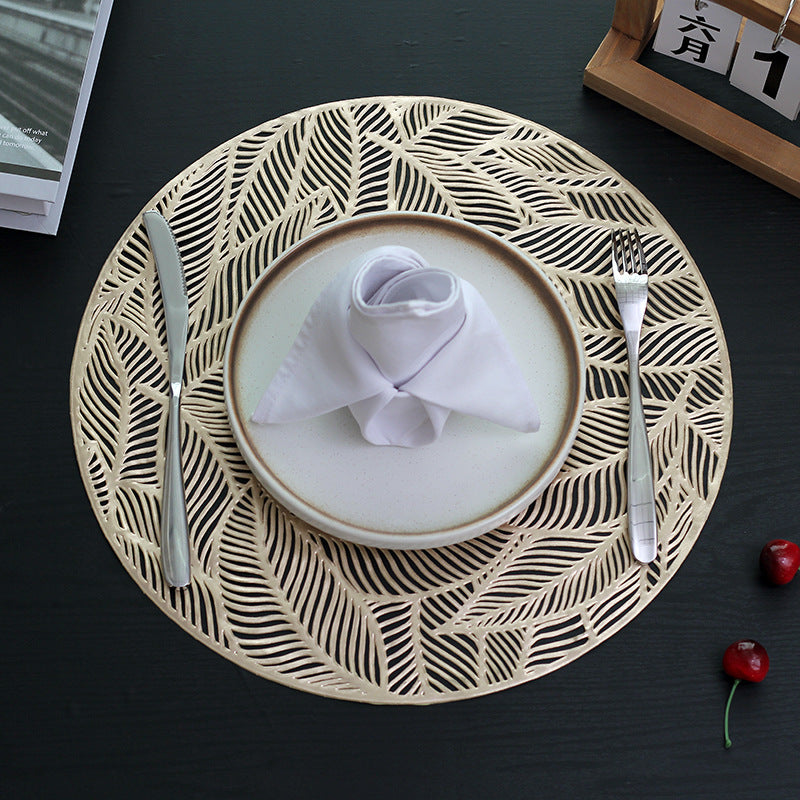 PVC Hollowed-out Leaf Placemats Waterproof Oil-proof Heat-insulating Plate Mats