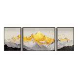 Three-panel Landscape Painting Depicting The Golden Mountains Under Sun Painting for Living room
