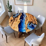 Custom Round Olive Epoxy Resin Ocean River Coffee Table CRT-83