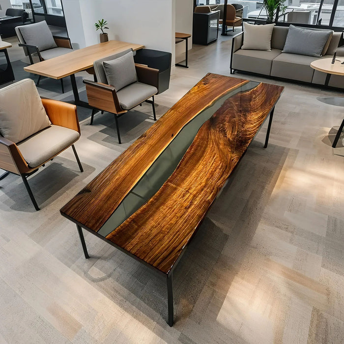 Custom Epoxy Black Walnut Epoxy Resin Conference Table BRT-85