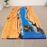 Custom Poplar Epoxy Modern Sea Waves Dining Table PRT-13