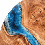 Custom Round Walnut Epoxy Coffee Table with Ocean Blue Resin CRT-17