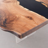 Live Edge Black Walnut Epoxy River Table for Dining or Office BRT-49
