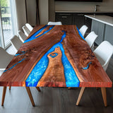 Custom Black Walnut Blue Epoxy Resin Conference Table BRT-88