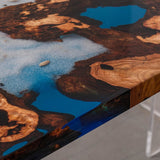 Custom Handmade Walnut Ocean Waves Resin Table WRT-88
