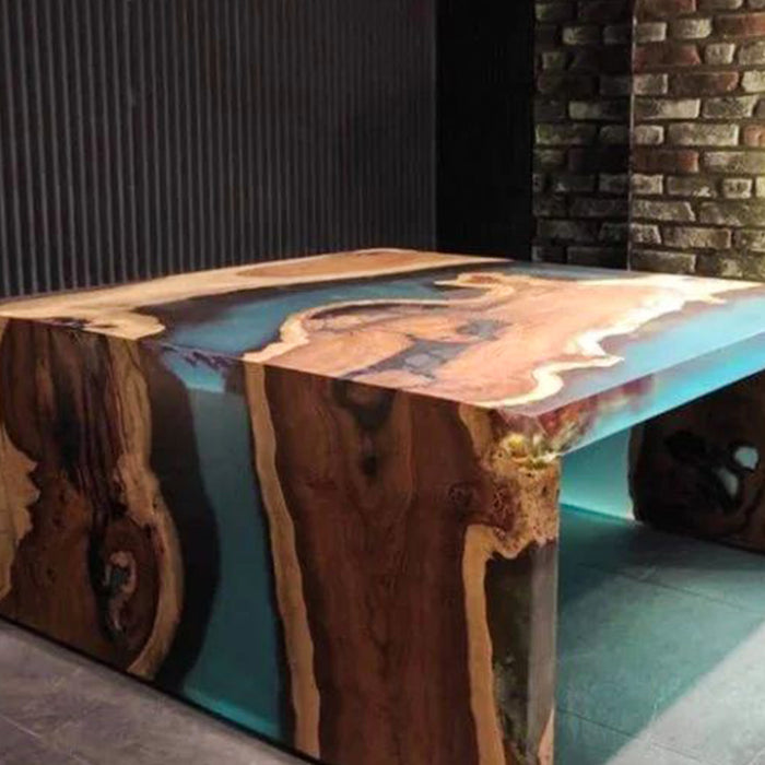 Square Black Walnut Blue Epoxy Kitchen Countertop Dining Table BRT-48