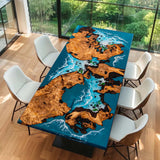 Handcrafted Coastal Style Epoxy Dining Table Natural Burl NRT-04