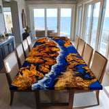 Custom Natural Golden Camphor Wood Epoxy River Dining Table GRT-06