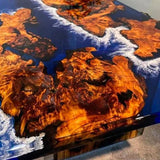 Custom Natural Golden Camphor Wood Epoxy River Dining Table GRT-06