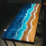 Custom Black Walnut Epoxy Ocean Waves Table for Dining Room BRT-54