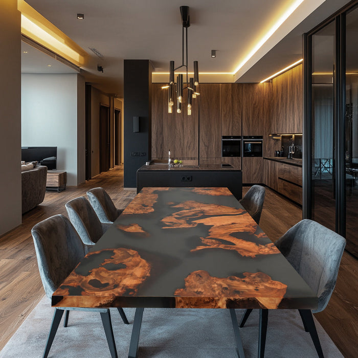 Custom Cunninghamia Natural Burl Epoxy Resin Conference Table NRT-01