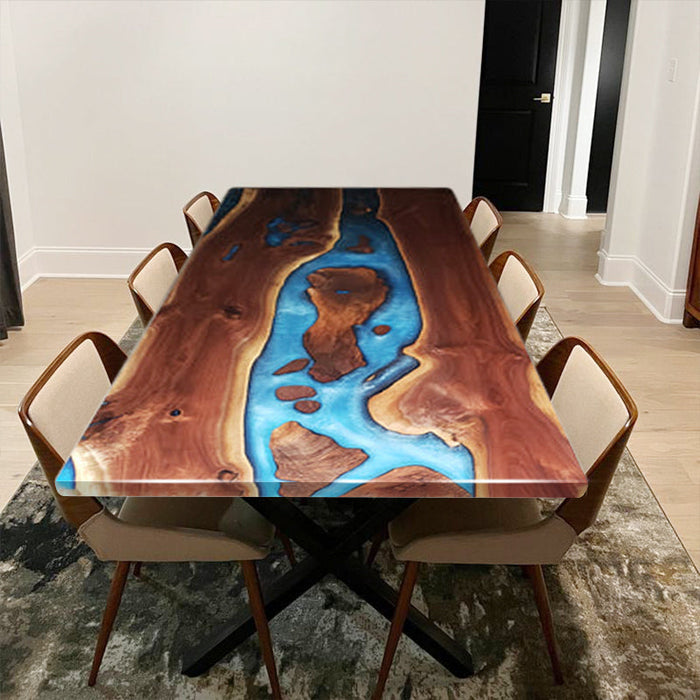 Custom Black Walnut Epoxy River Table Blue Resin BRT-39
