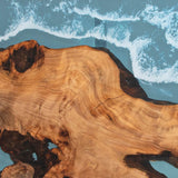 Custom Natural Burl Wood Epoxy River Resin Dining Table NRT-06