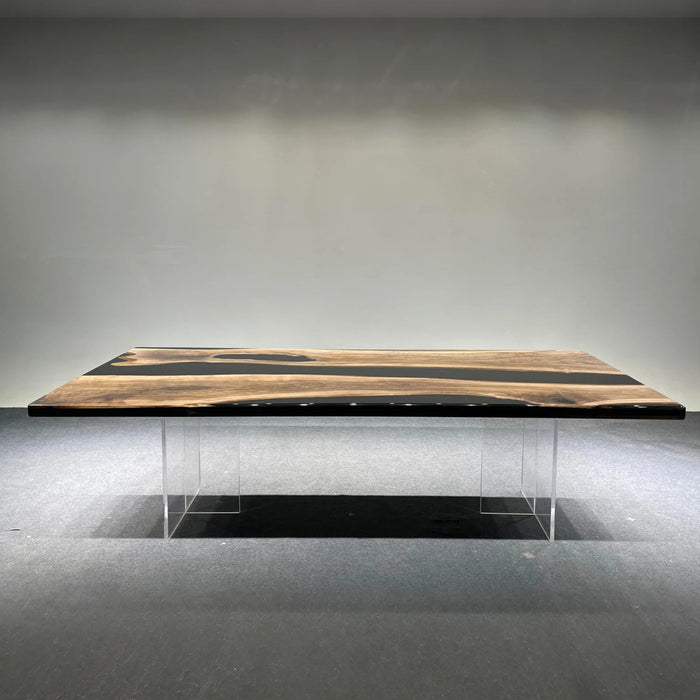 Custom Black Walnut Epoxy Black Resin Conference Table BRT-87