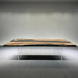 Custom Black Walnut Epoxy Black Resin Conference Table BRT-87