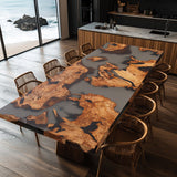 Custom Cunninghamia Natural Burl Epoxy Resin Conference Table NRT-01