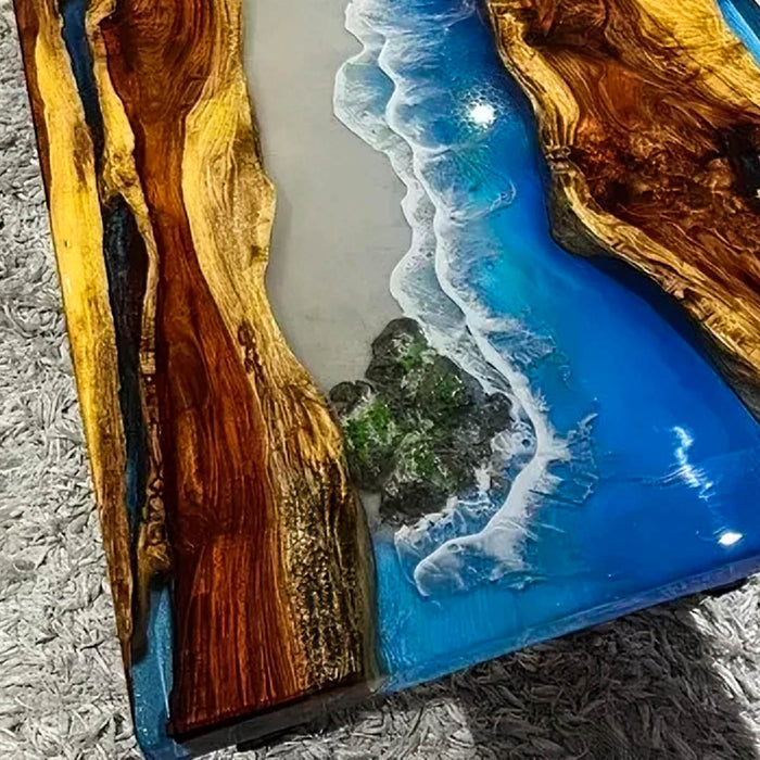 Handmade Live Edge Walnut Epoxy Resin Ocean Waves Dining Table WRT-91