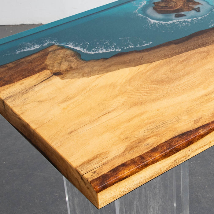 Beach-Inspired Ocean Waves Walnut Epoxy Table WRT-87
