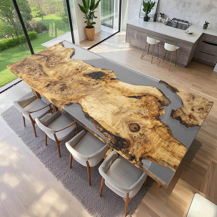 Handmade Luxury Golden Camphor Epoxy Dining Table GRT-03
