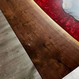 Custom Live Edge Black Walnut Epoxy Red River Dining Table BRT-52
