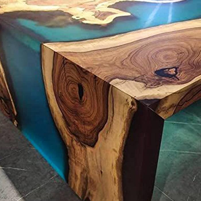 Square Black Walnut Blue Epoxy Kitchen Countertop Dining Table BRT-48