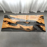 Modern Olive Wood Epoxy Resin Dining Table Transparent Black ORT-61