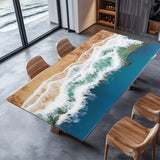 Custom Poplar Epoxy Modern Sea Waves Dining Table PRT-13