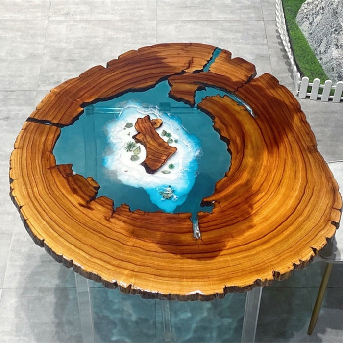 Custom Walnut Handmade Epoxy River Round Coffee Table CRT-11