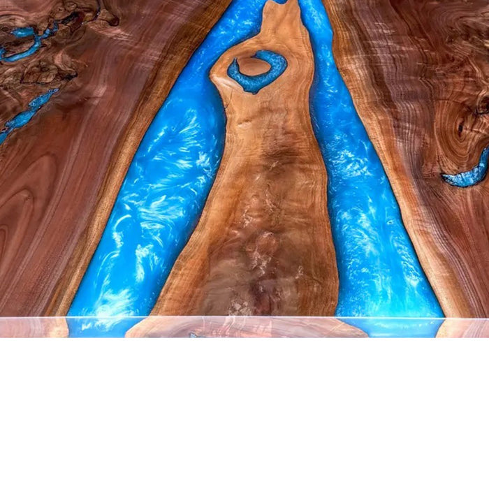 Custom Black Walnut Blue Epoxy Resin Conference Table BRT-88
