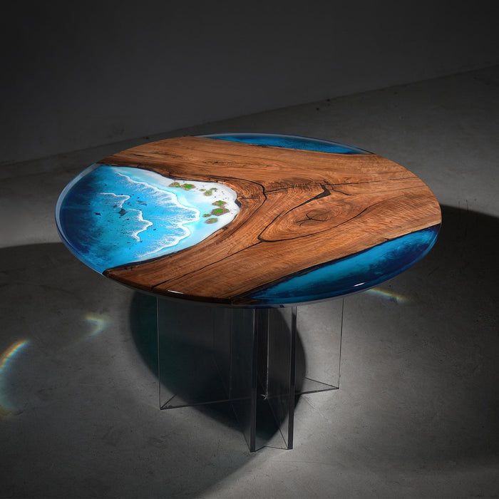 Black Walnut Blue Islands Epoxy Coffee Table CRT-15