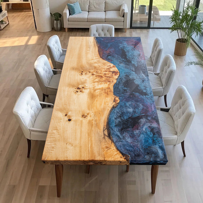 Artisan Galaxy Epoxy and Poplar Wood Dining Table PRT-12