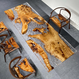 Luxury Golden Camphor Burl River Epoxy Dining Table GRT-04