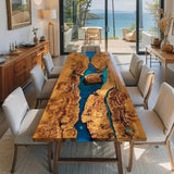 Handcrafted Burl Golden Camphor Wood Epoxy River Table GRT-05