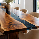 Handcrafted Black Walnut Live Edge Epoxy River Dining Table BRT-58